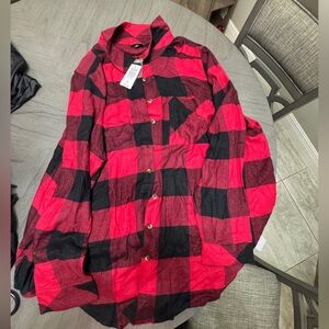 Torrid Red and Black Plaid Shirt